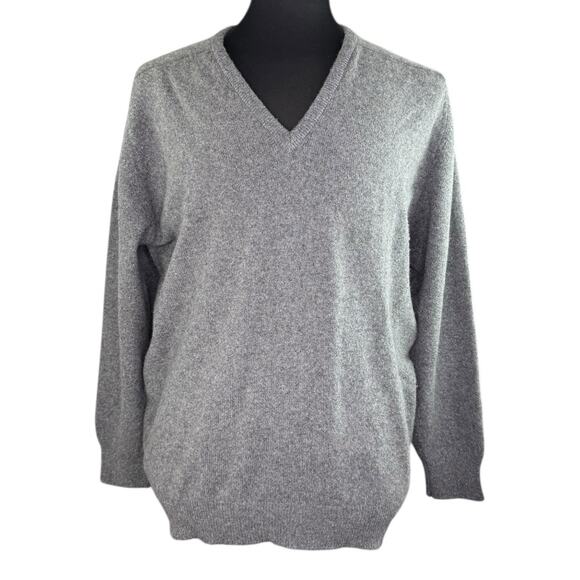 Pringle Cashmere Sweater V-Neck Made in Scotland Soft Knit Heather Gray Size 44 - Picture 1 of 11